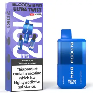 Blueberry Bubblegum / Blue Razz Ice Bloody Bar Ultra Twist 20K Disposable Vape 